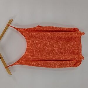 LOFT Camisole Tank Size Small Coral White Polka Dot Lined Lightweight